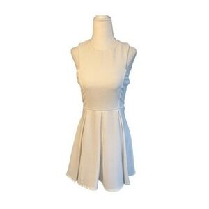 Tobi Pleated Fit & Flare Mini Dress Ivory Cream Halter Sleeveless S